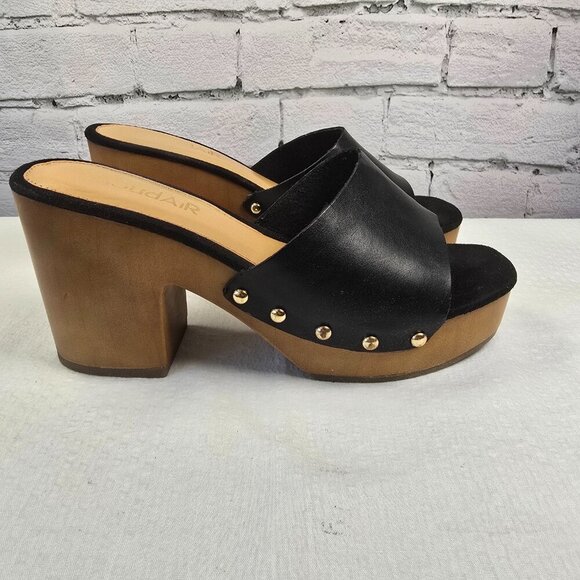 CLOUD AIR BLACK LEATHER BLOCK HEEL MULES SIZE 7 EUC - Picture 6 of 10